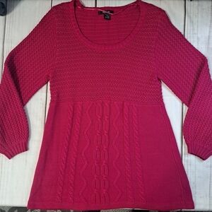 3 FOR 12 SALE Style & Co Pink Cable Knit Long Lantern Sleeve Sweater Size Large